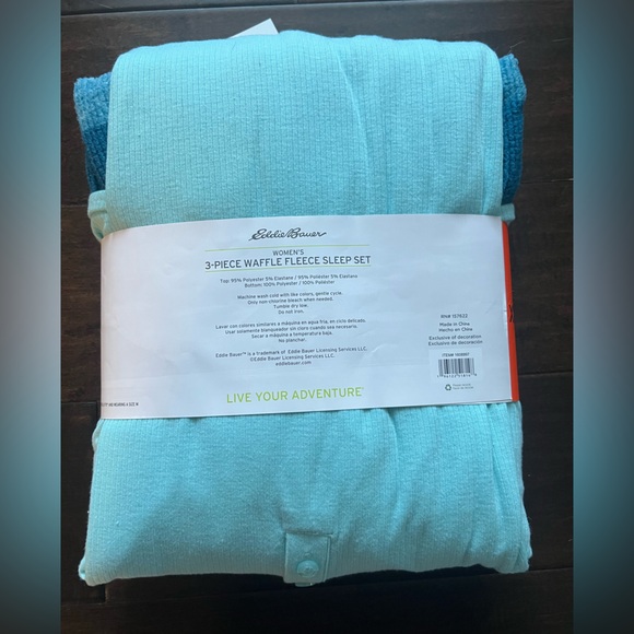 NWT Eddie Bauer 3 Piece Waffle Fleece Pajama Sleep Set XXL - Picture 2 of 2